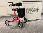 NoweGO Carbon-Rollator – leichter Premium-Rollator aus Kohlefaser mit Softbereifung & LED-Beleuchtung in Magenta