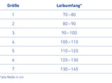 Größentabelle der LumboTrain Straight Rückenbandage 